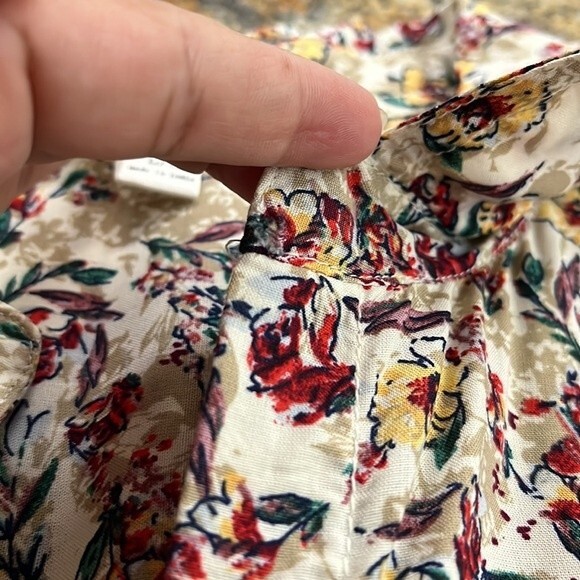 Beachlunchlounge Collection Womens Floral Long Sleeve Collared Button Up Top L - Picture 11 of 13